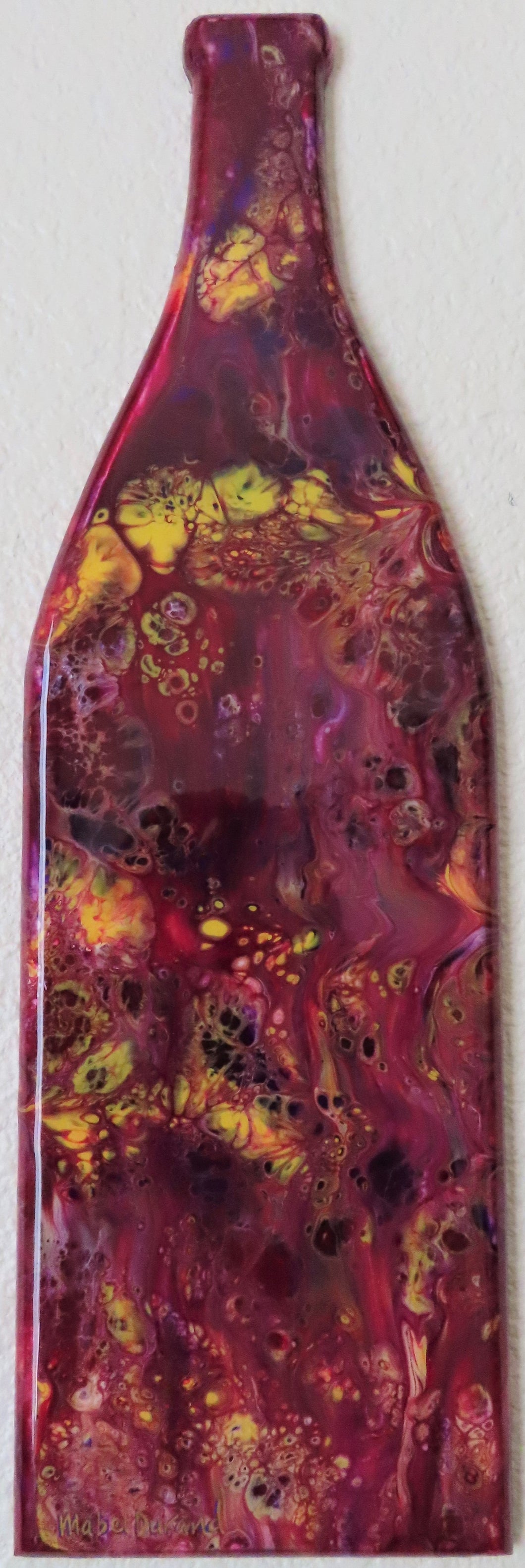 Charcuterie Board Wine Bottle Small Merlot Party Splash of Yellow #92